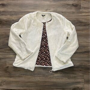 Cream Jacket with Leopard Print Lining
